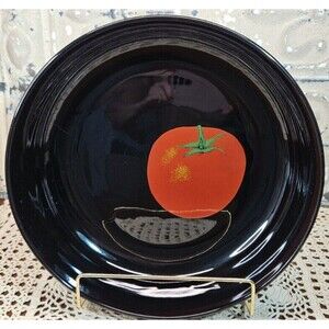 Studio 56 Black Ceramic Serving Bowl w/ Tomato in Center